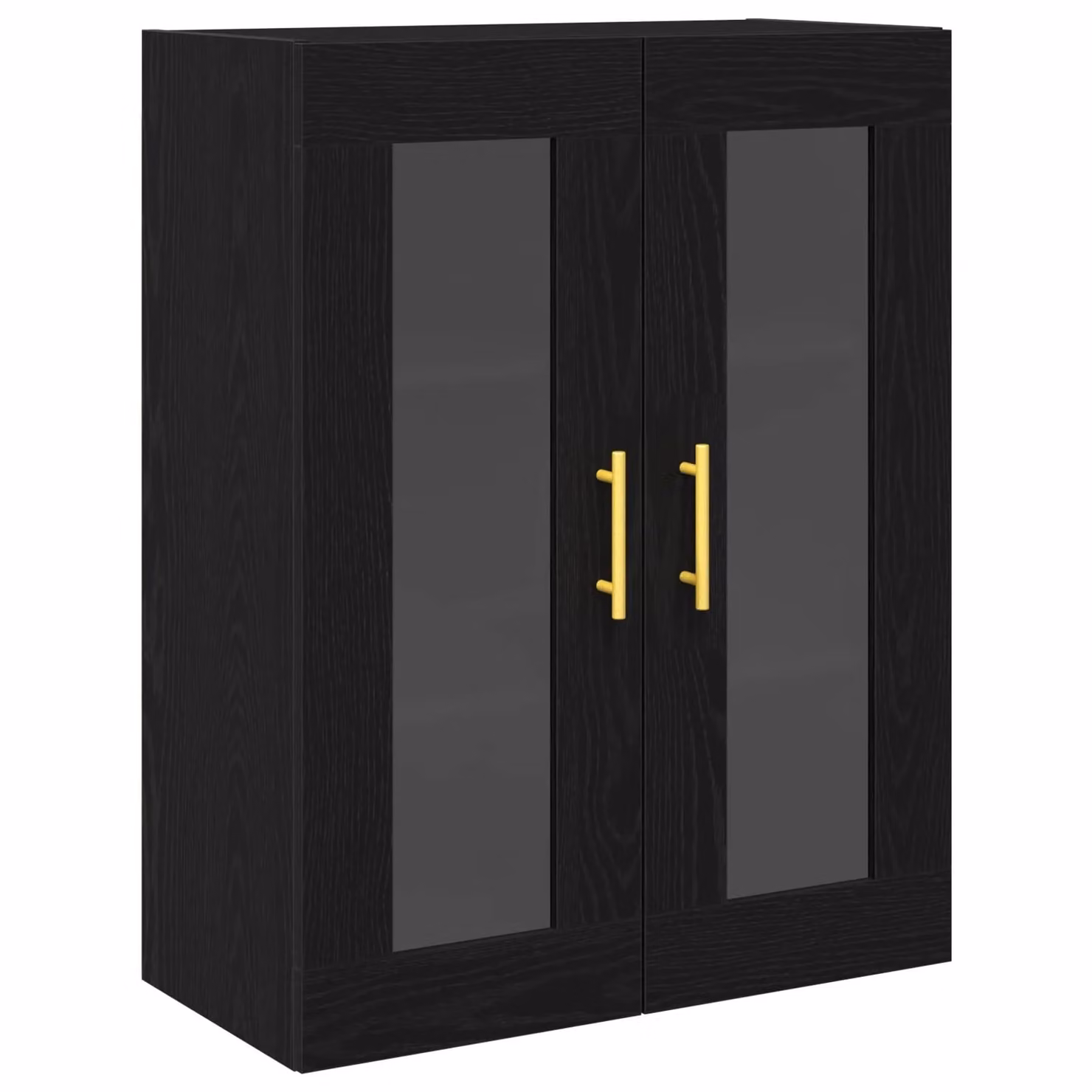 Berkfield Home Wall-Mounted Cabinet with Glass Doors in Black Oak, W/D/H: 69.5 x 34 x 90 cm – 2