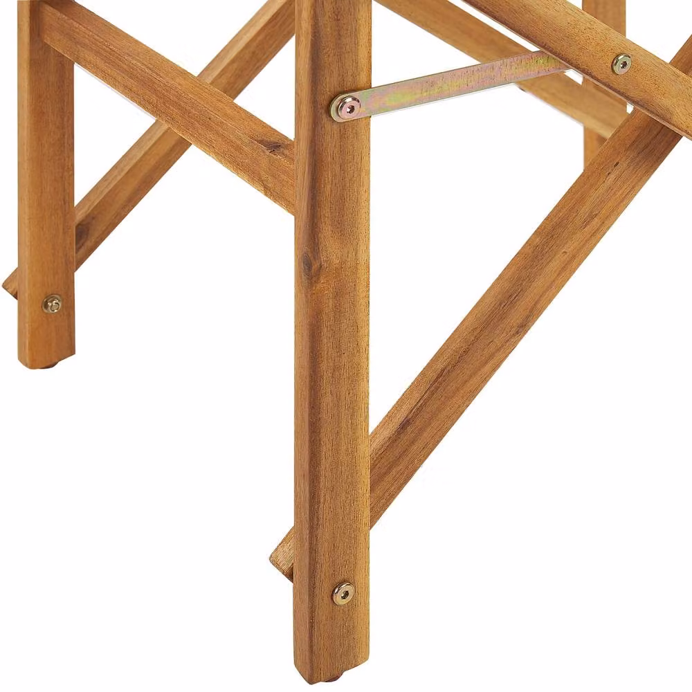 Wyld and Coco Set of 2 Folding Director's Chairs in Oiled Acacia Wood with White Fabric Sling – 3