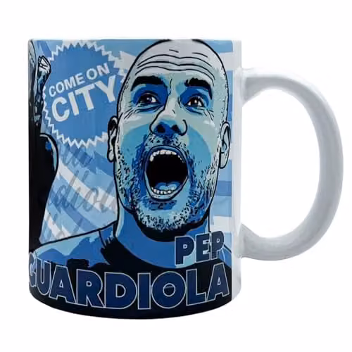Fan Originals Manchester City Pep Guardiola Ceramic Mug, Blue, 325 ml