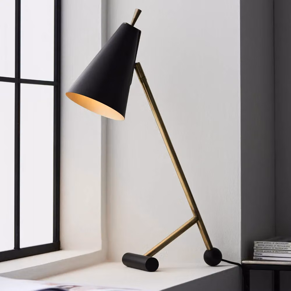 Loops Modern Adjustable Task Lamp in Antique Brass and Matt Black – 3