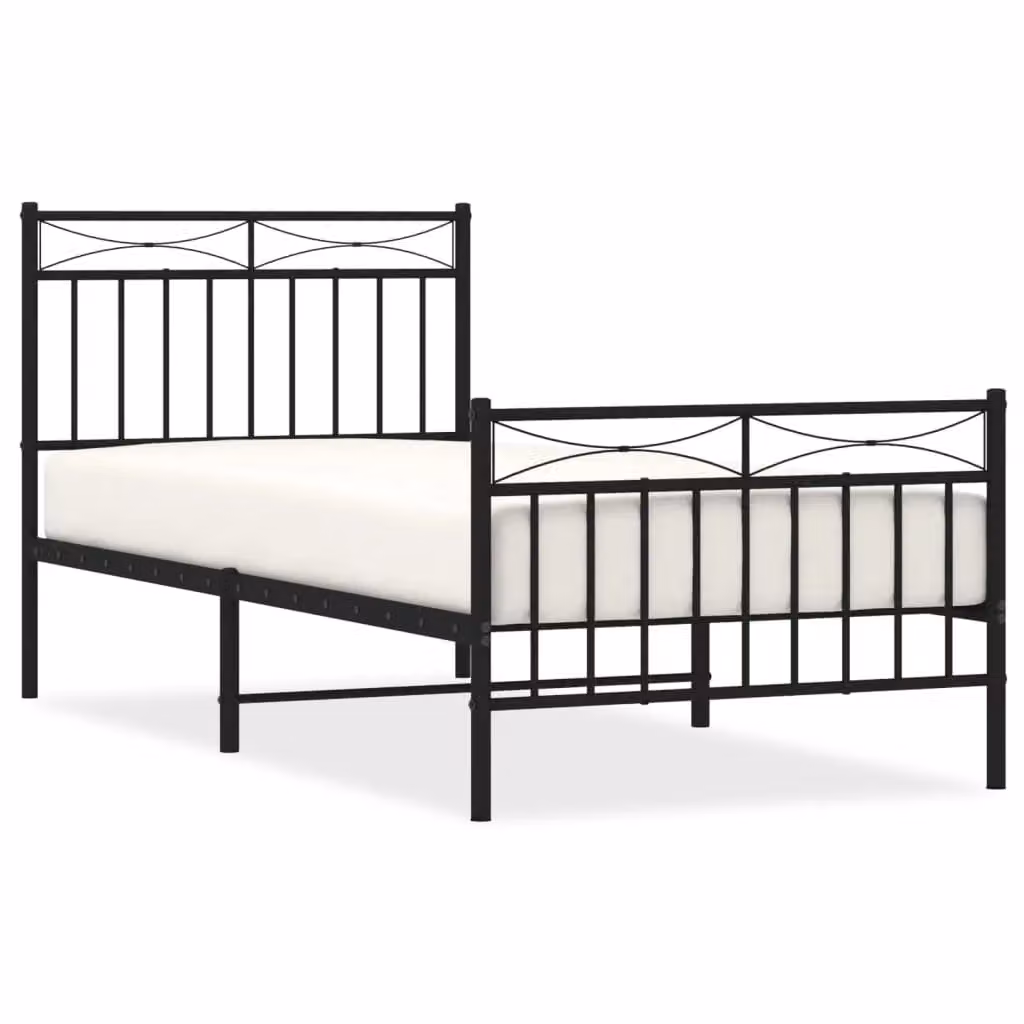 Berkfield Home Metal Bed Frame with Headboard and Footboard in Black, W/D/H: 90 x 200 cm – 2