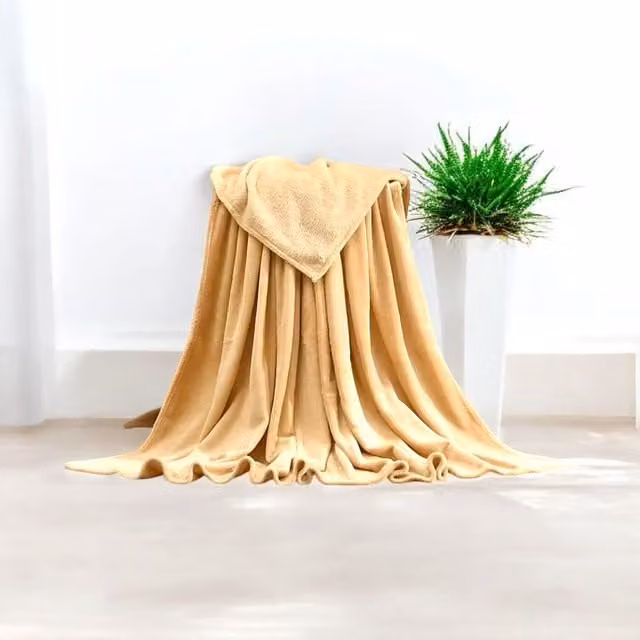 Matris Home Fleece Mink Blanket Throw in Beige