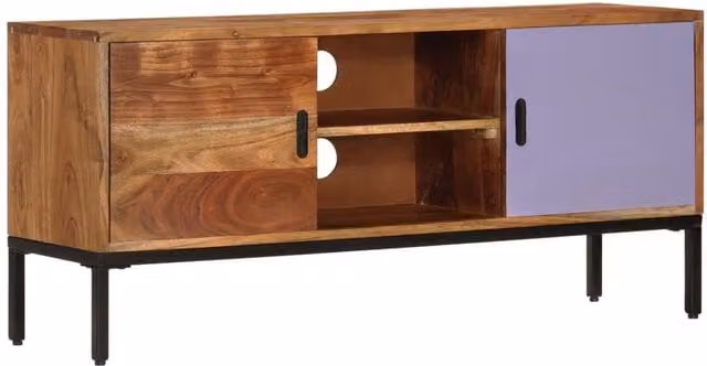 Berkfield Home Vintage Acacia Wood TV Cabinet in Honey Brown and Grey, W/D/H: 110 x 30 x 50 cm – 1