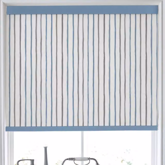 Laura Ashley Painterly Stripe Translucent Made to Measure Roller Blind in Blue