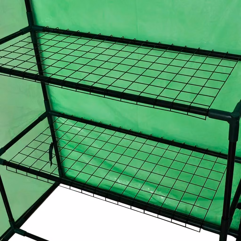 Berkfield Home Green Freestanding Walk-in Steel Greenhouse with 4 Shelves – 3