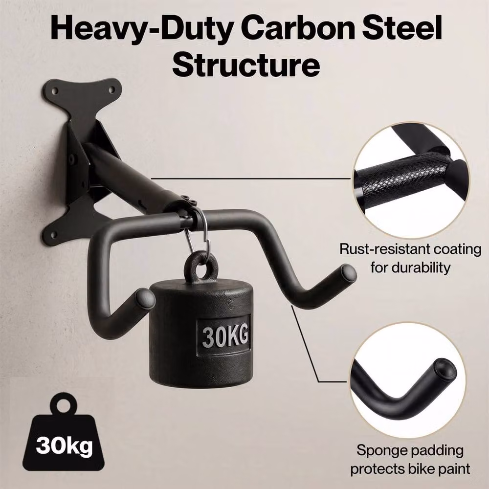 NESTLUNE Foldable Bike Wall Mount Rack in Black – 4