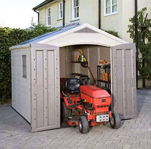 Keter Factor Outdoor Garden Storage Shed in Beige with Double Doors and Window, W: 243.0 cm, D: 331.5 cm, H: 248.0 cm – 3