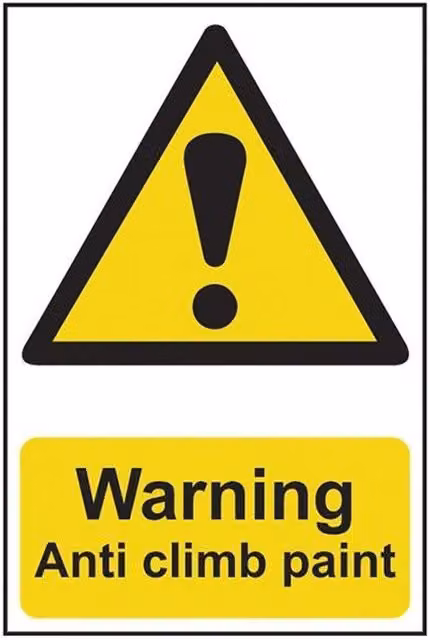 Scan Warning Anti Climb PVC Sign, Yellow and Multicolour, W: 30 cm, H: 20 cm