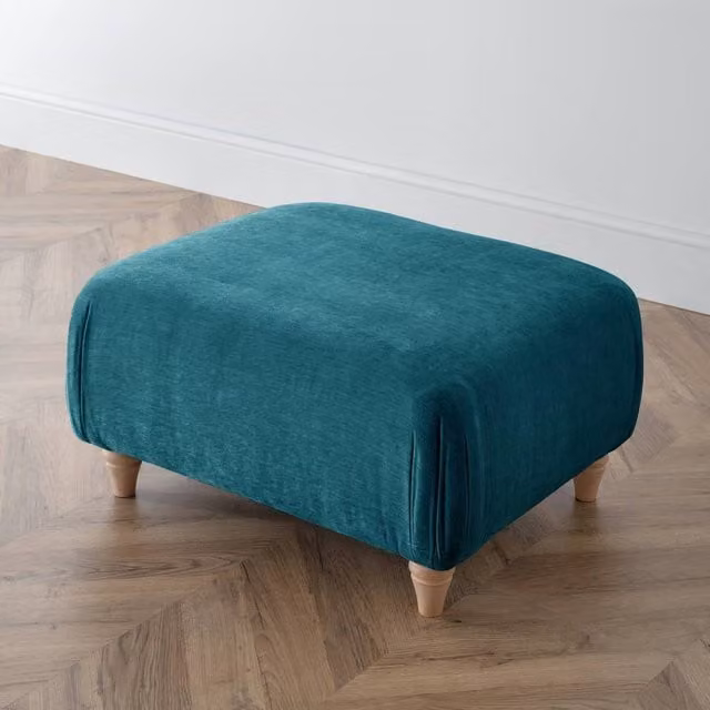 The Great Sofa Company Ezra Textured Velvet Footstool in Green