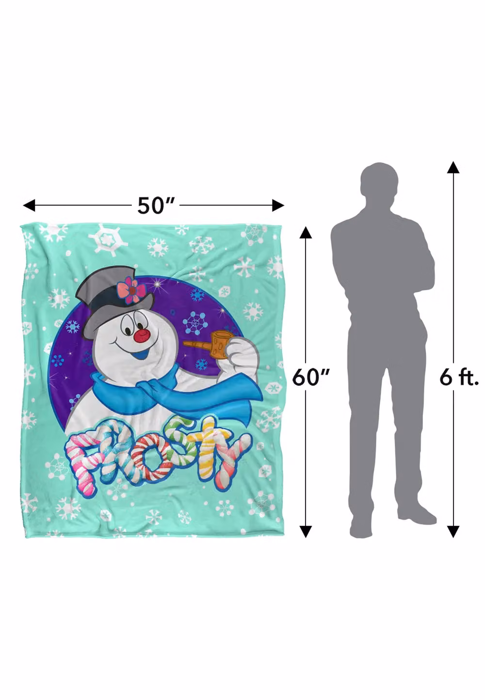 Warner Brothers Frosty The Snowman Silky Touch Super Soft Fluffy Throw Blanket in White and Multicolour, W: 152 cm, D: 127 cm – 2