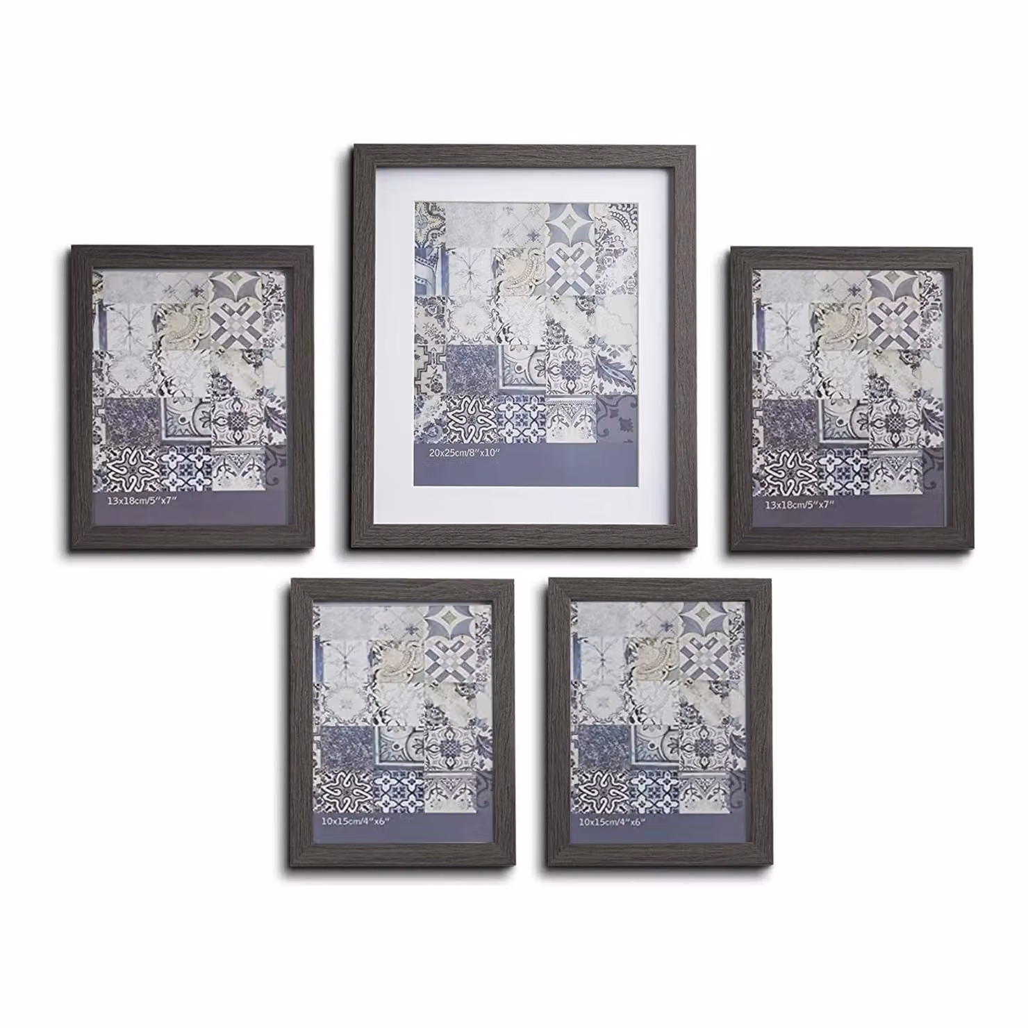 Nielsen Design 5-Piece Waterloo Gallery Wall Picture Frame Set in Charcoal Grey and Black with Glass Front – 3