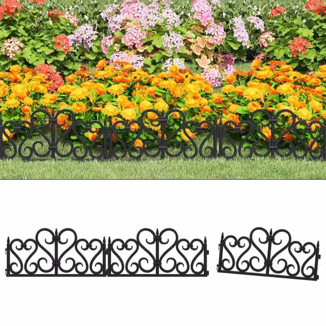 Berkfield Home Black Plastic Lawn Edging, 17 Pieces, 10 m – 1