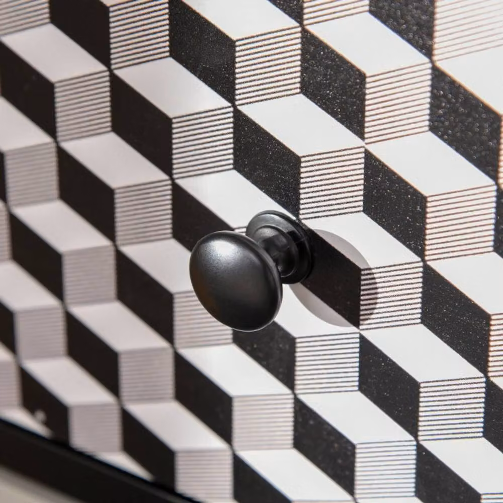 STILVORA Modern 5 Drawer Chest of Drawers with Geometric Design in Matt Black – 5