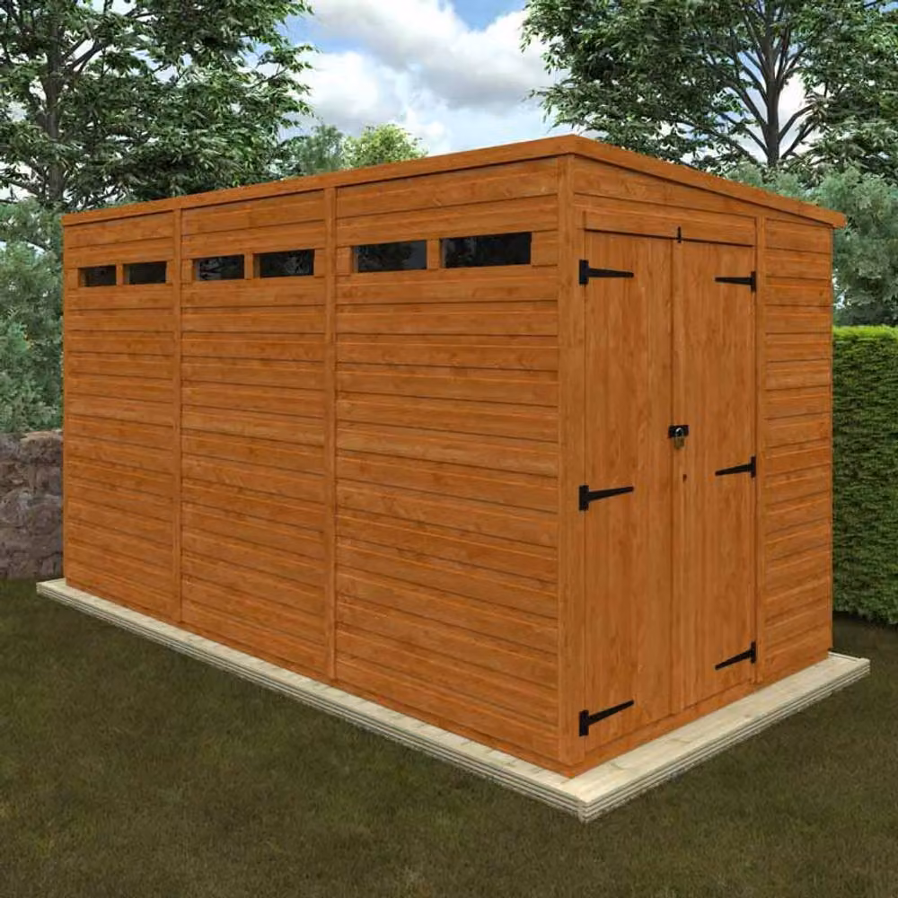 Buttercup Farm 12x6 Flex Pent Security Double Door Chicken Coop in Burnt Orange, L353.8 x W175 x H203 cm – 2