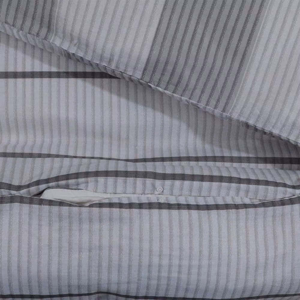 Berkfield Home Elegant Grey Cotton Duvet Cover and Pillowcase Set, W/D/H: 140 x 200 cm and 60 x 70 cm – 4