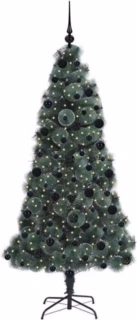 Berkfield Home Elegant Pre-lit Artificial Christmas Tree with Ball Set, Green, Height: 210 cm – 1