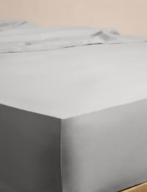 M&S Egyptian Cotton 230 Thread Count StayPut Fitted Sheet, Grey, W: 140 cm, L: 200 cm
