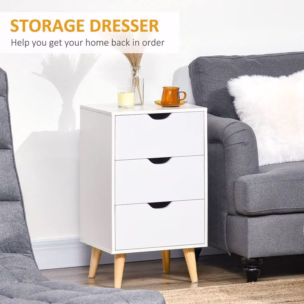 KORVIXA White 3-Drawer Chest of Drawers and Storage Cabinet – 2