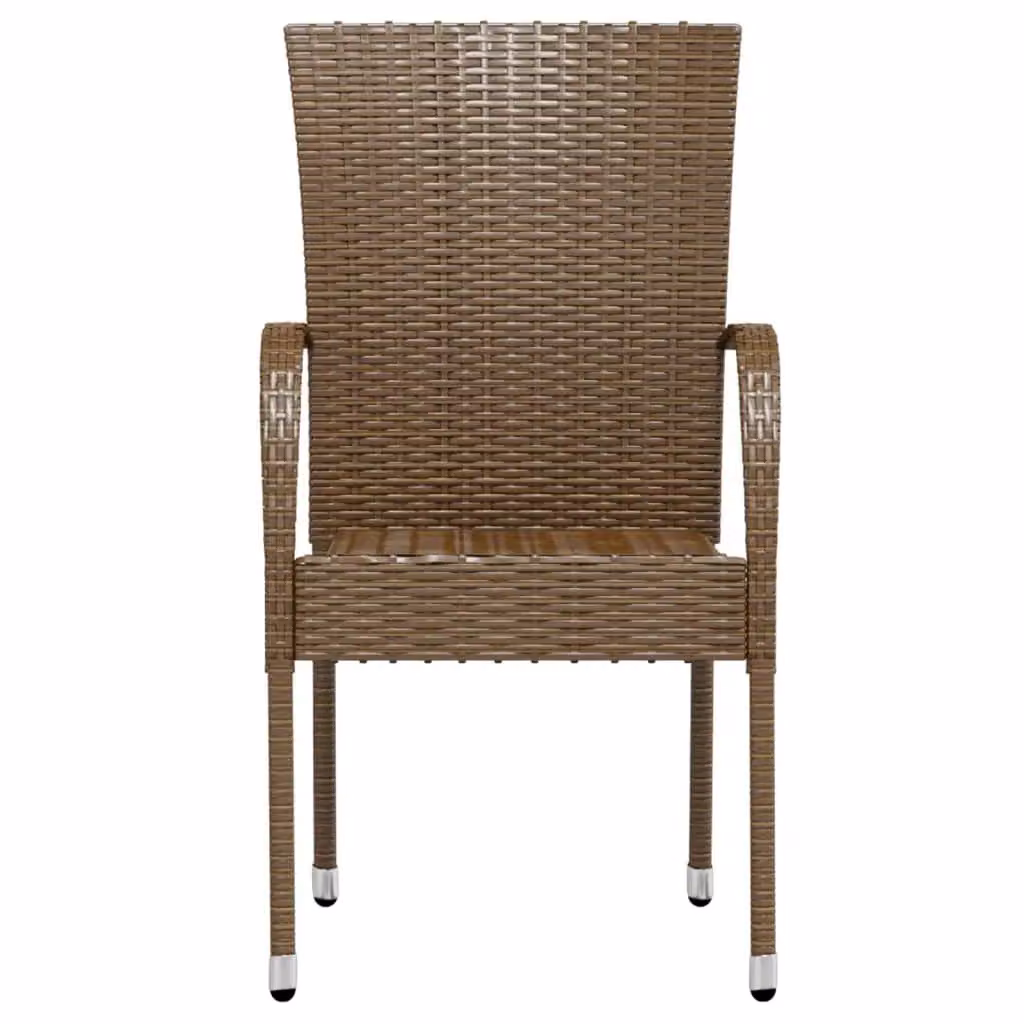 Berkfield Home 3 Piece Brown Poly Rattan Garden Dining Set with Steel Frame – 3