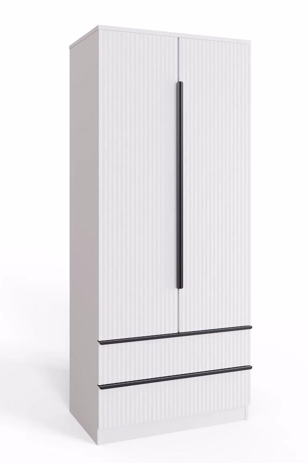 FWStyle Lania 2 Door 2 Drawer Wardrobe in Grey and White with Ripple Effect, H 180 x W 80 x D 50 cm – 2