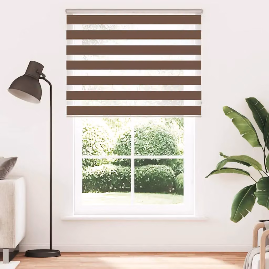 Berkfield Home Brown Zebra Day and Night Blind with Polyester Fabric, W: 145 cm, H: 200 cm – 2