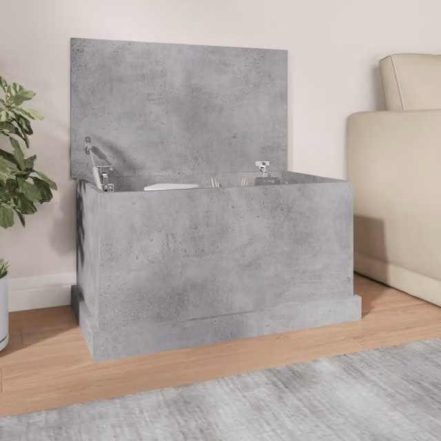 Berkfield Home Storage Box in Concrete Grey, Engineered Wood, W/D/H: 70 x 40 x 38 cm