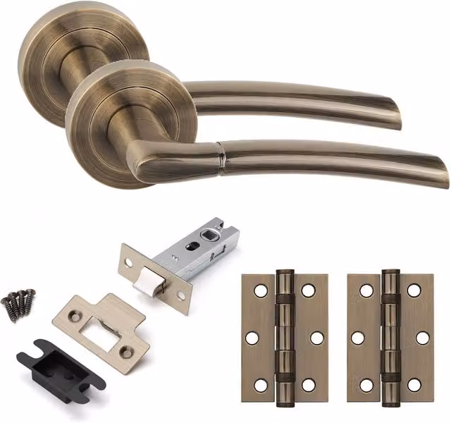 Golden Grace Matt Brass Internal Door Handles on Round Rose
