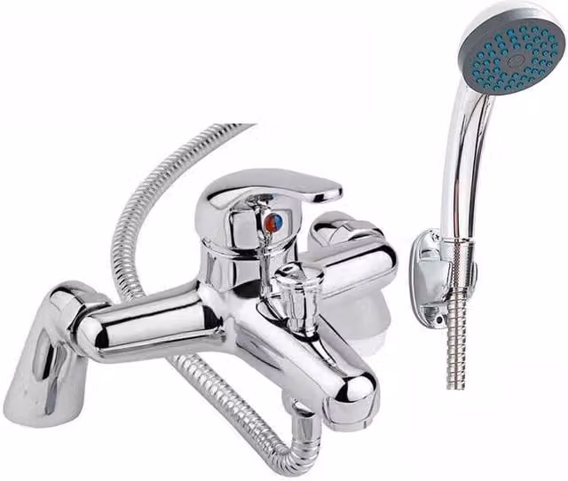 Kelvenix Luxury Chrome Bath Filler Tap and Shower Mixer Set in Silver