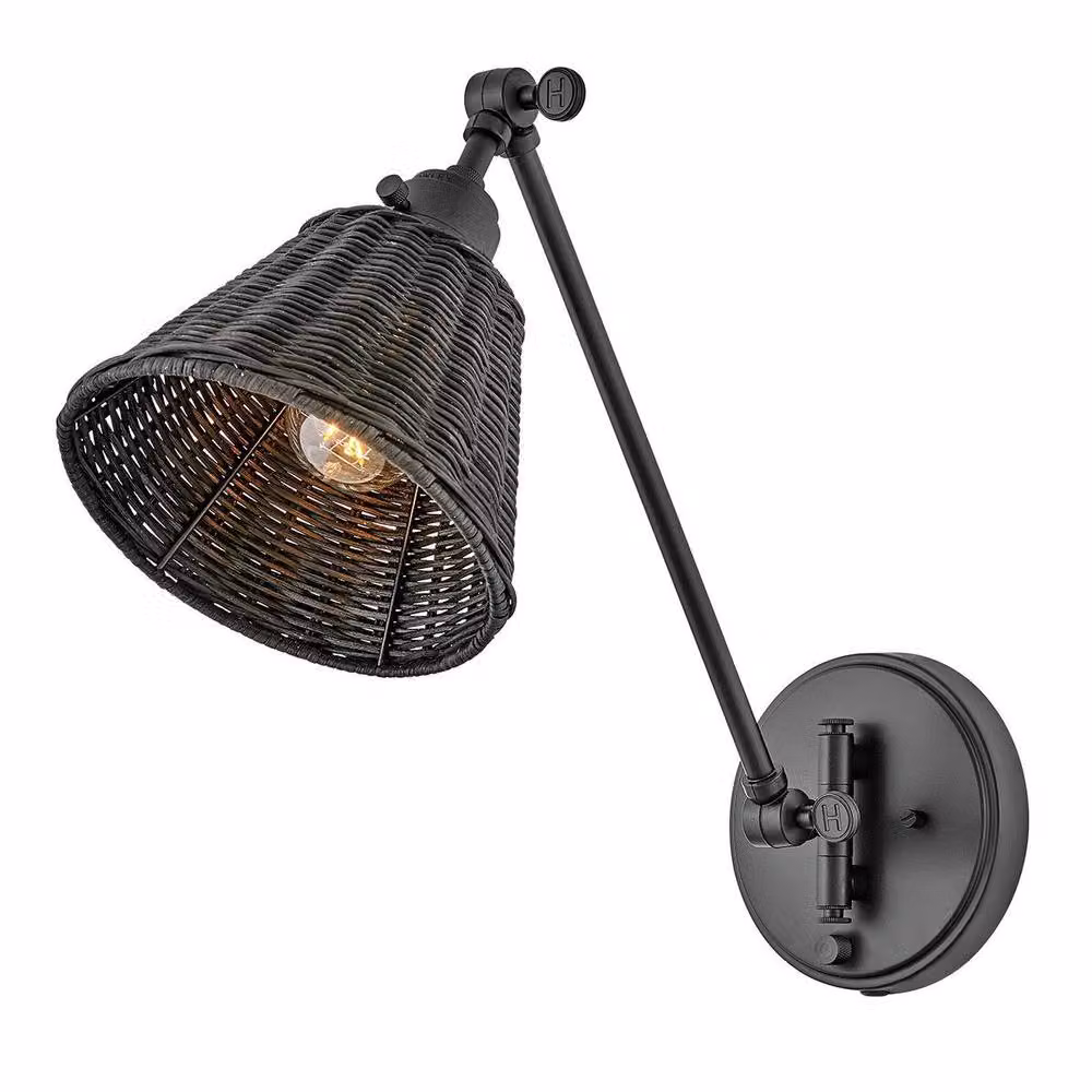 Hinkley Arti Dome Wall Lamp with Black Rattan Shade and Brass Details, E27 – 3