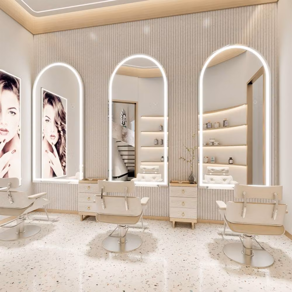 CASSILANDO White Arched LED Floor Mirror with Dimmable 3-Colour Modes, H 180 cm x W 80 cm – 2