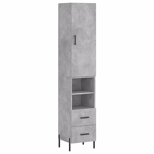 vidaXL Industrial Highboard in Concrete Grey with Internal Shelves and Drawers, W/D/H: 34.5 x 34 x 180 cm – 1
