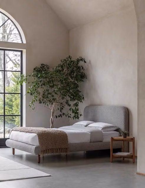 Gallery Direct Rabley Stone Upholstered Bouclé Fabric Bedstead, Grey, 180 x 200 cm