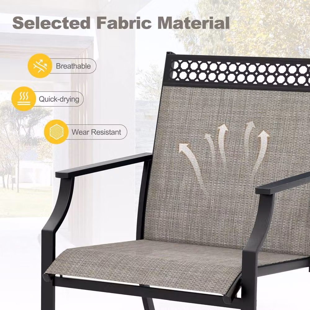 Costway Set of 2 Brown Metal Outdoor Patio Dining Chairs – 6