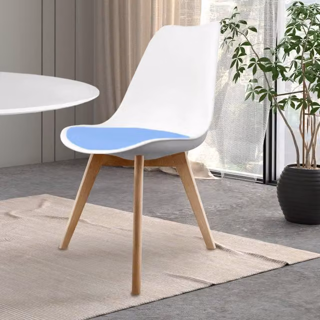 Fusion Living Blue Modern Dining Chair with Beech Wood Legs