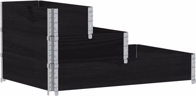 Berkfield Home 3-Tier Raised Bed in Black Solid Wood and Galvanised Steel, W: 120 cm, D: 80 cm, H: 60.5 cm – 1