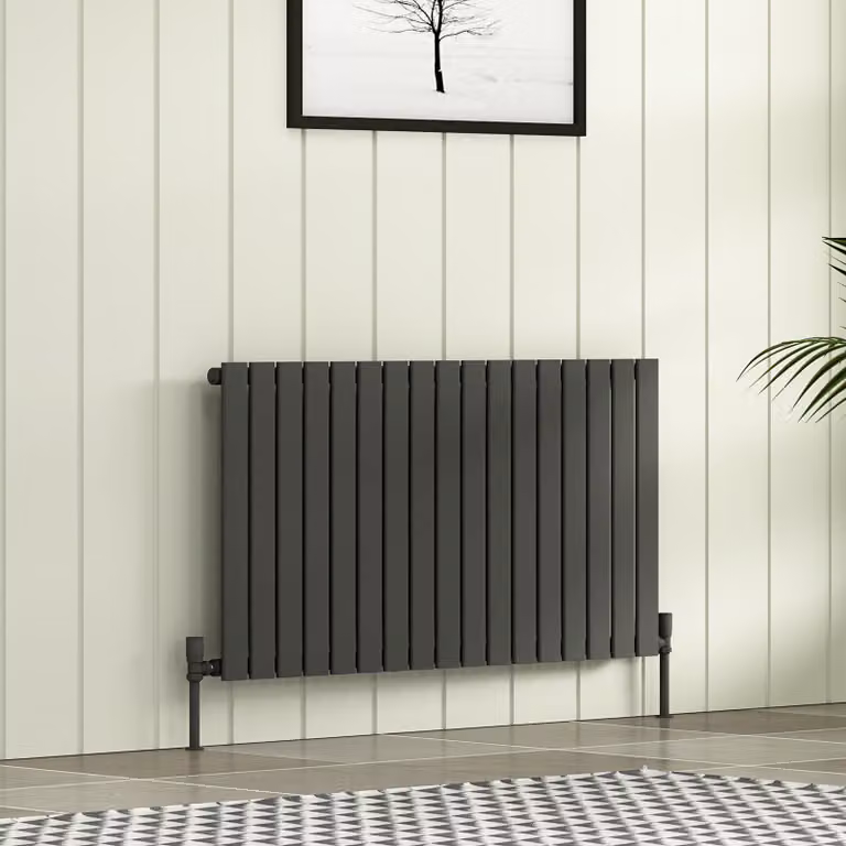 Aurexa Anthracite Steel Horizontal Designer Flat Panel Radiator