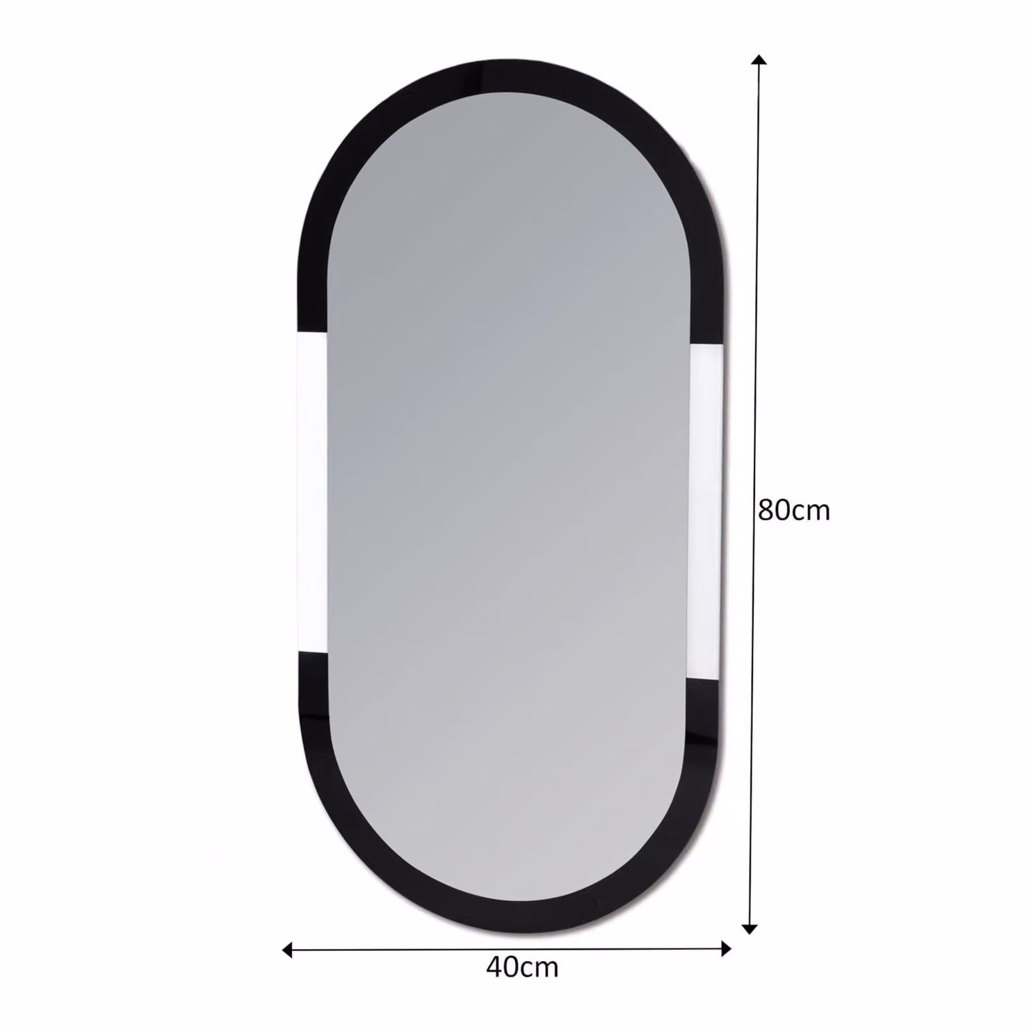 Showerdrape Putney Arched Oval Wall Mounted Bathroom Mirror with Black Frame and Silver Finish, W: 80 cm, H: 40 cm – 2