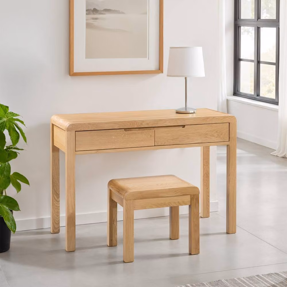 Cheshire Premium Arc 2 Drawer Dressing Table and Stool in Light Oak – 2