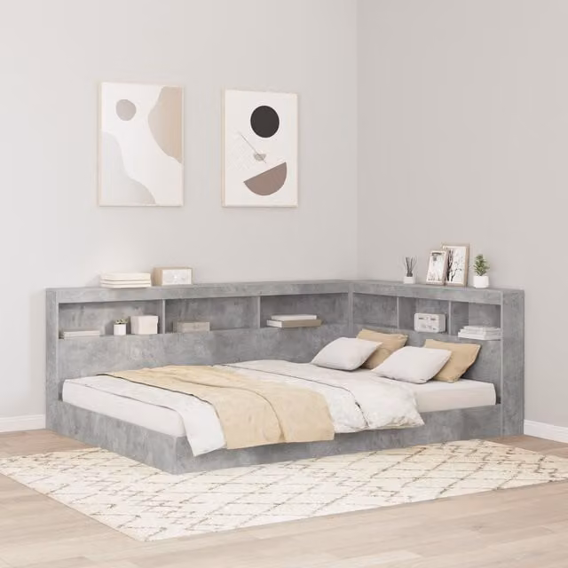 Berkfield Home Storage Headboard with Integrated Shelf in Concrete Grey, 150 cm – 1