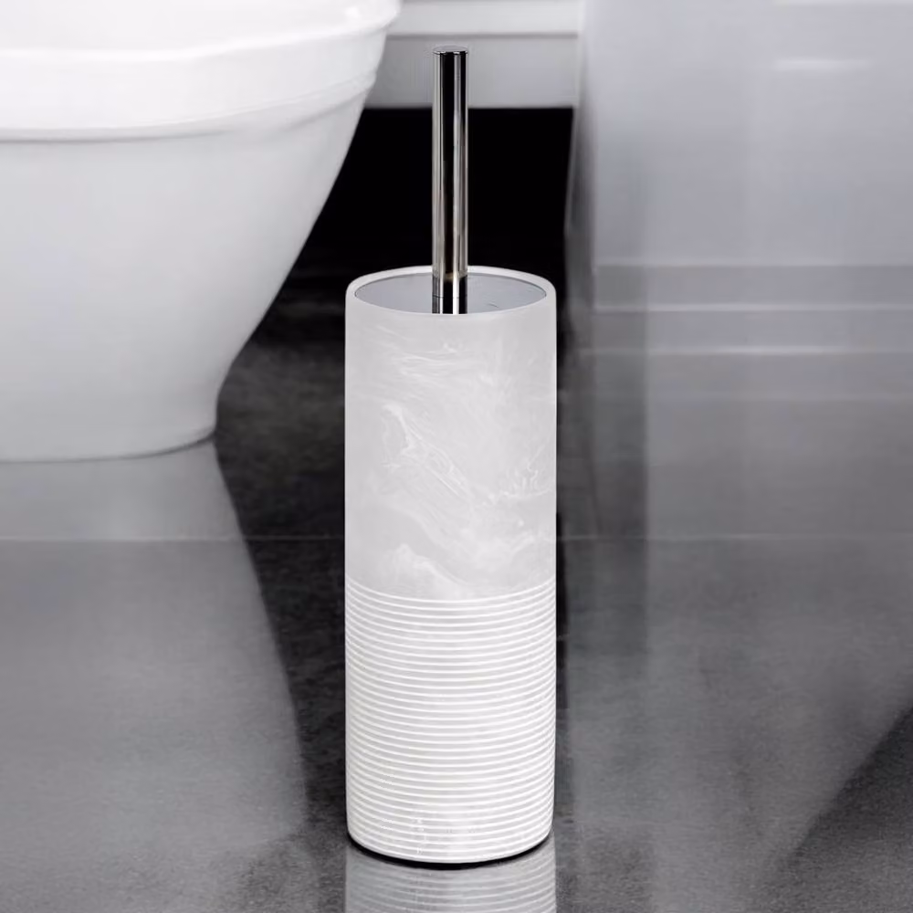 Showerdrape Bianco Frost Onyx White Striped 5 Piece Resin Bathroom Accessory Set – 2