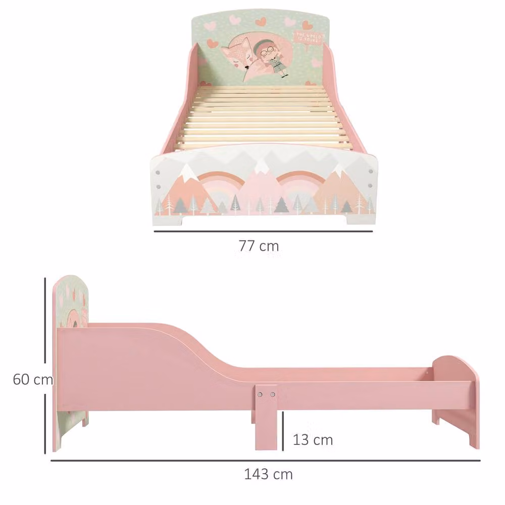 STILVORA Toddler Bed Frame with Side Rails in Pink, Small Single – 3