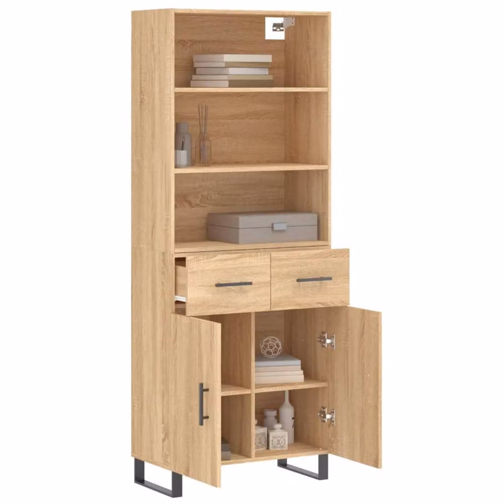 Berkfield Home Sonoma Oak Highboard in Brown, W/D/H: 69.5 x 34 x 180 cm – 3