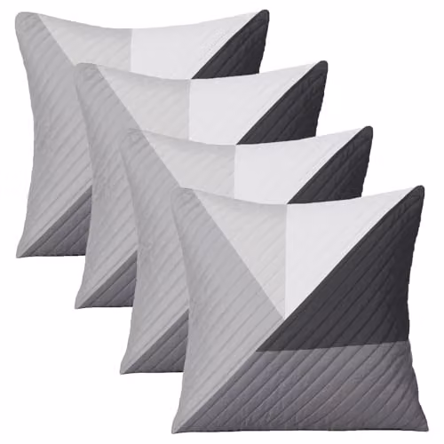 OHS Set of 4 Grey Pinsonic Square Cushion Covers with Graphic Design, W/D/H: 45 x 45 x 45 cm – 4