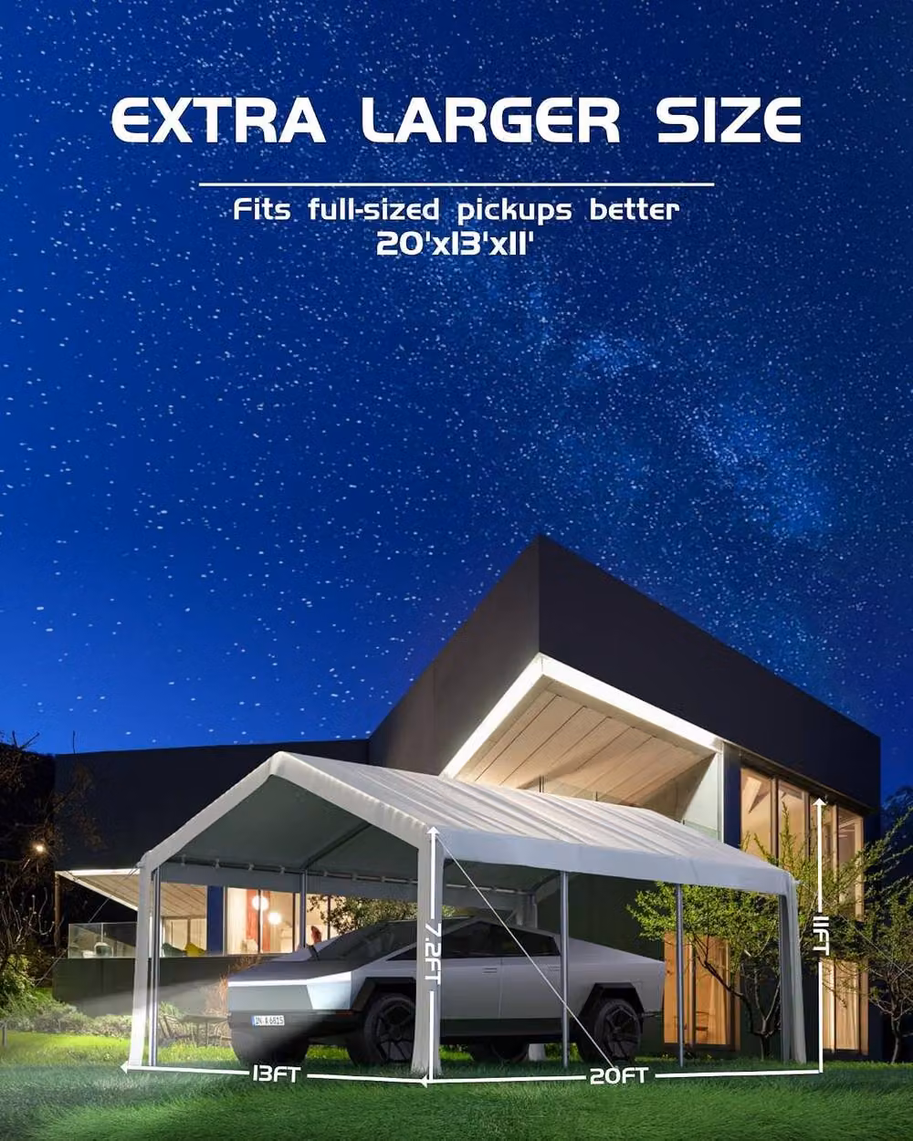 London Boutique White HDPE Canopy Replacement Cover for Garage Top Tent Shelter, W: 610 cm, D: 305 cm – 4