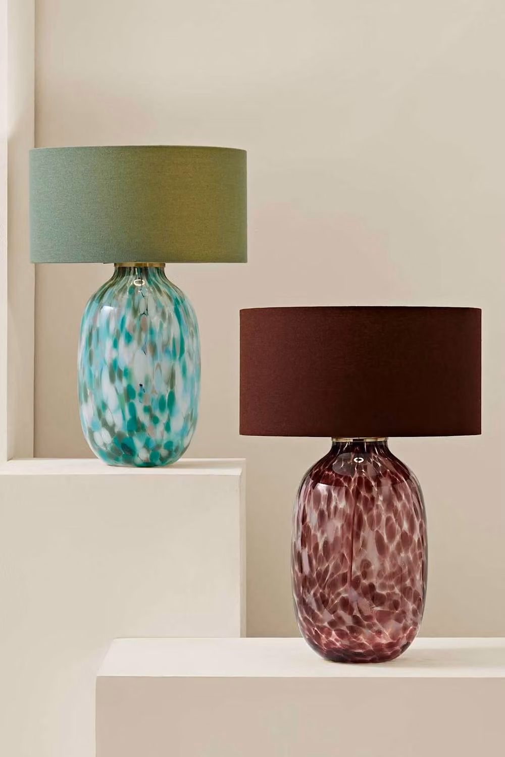 ValueLights Belinda Confetti Glass Table Lamp with Fabric Shade and Bulb in Red – 4