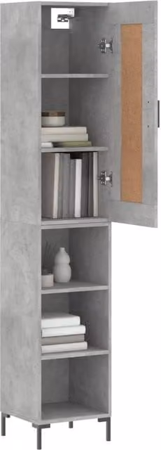 Berkfield Home Modern Highboard in Concrete Grey with Hinged Doors and Internal Shelves, W/D/H: 34.5 x 34.0 x 180.0 cm – 1