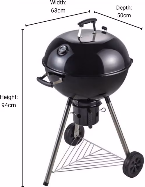 BillyOh Charcoal Kettle BBQ in Black, H 94 x W 63 x D 50 cm