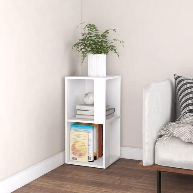 Berkfield Home White Corner Cabinet in Engineered Wood W/D/H: 33 x 33 x 67 cm