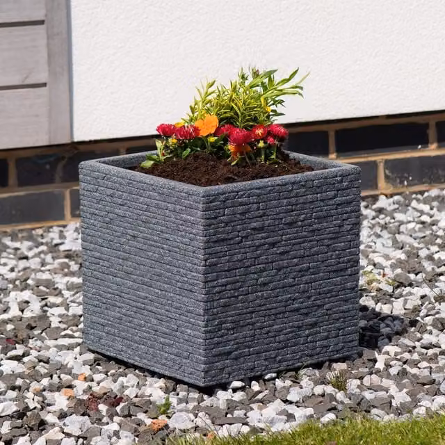 Strata Square Planter, Grey, W/D/H: 32 x 32 x 32 cm – 1