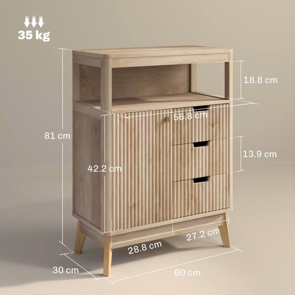 Wyld Haus Cova Vira Natural Wood Sideboard with 3 Drawers and Adjustable Shelf in Brown – 3